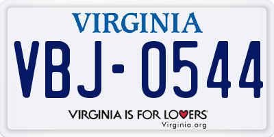 VA license plate VBJ0544