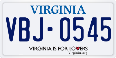 VA license plate VBJ0545
