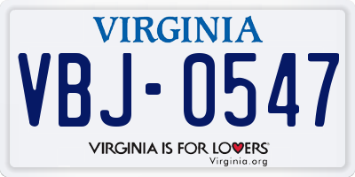 VA license plate VBJ0547