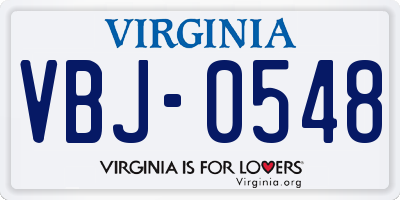 VA license plate VBJ0548