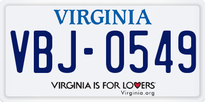 VA license plate VBJ0549