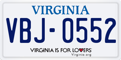 VA license plate VBJ0552