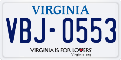 VA license plate VBJ0553