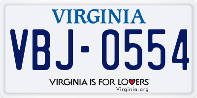 VA license plate VBJ0554