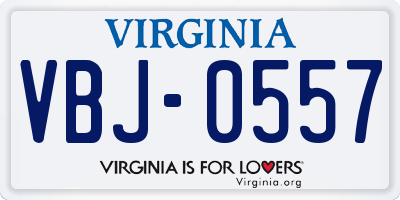 VA license plate VBJ0557