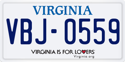 VA license plate VBJ0559