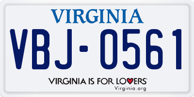 VA license plate VBJ0561