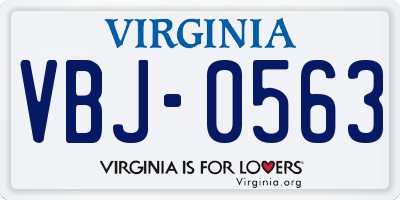 VA license plate VBJ0563