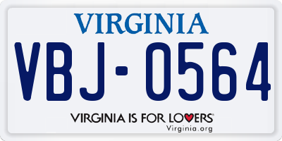 VA license plate VBJ0564