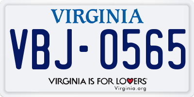 VA license plate VBJ0565
