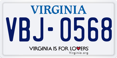 VA license plate VBJ0568