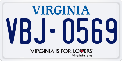 VA license plate VBJ0569