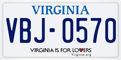 VA license plate VBJ0570
