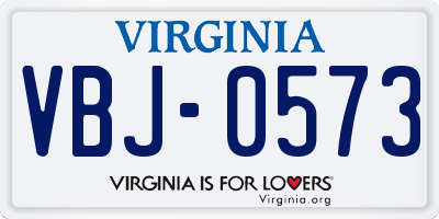 VA license plate VBJ0573