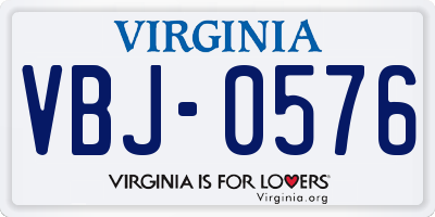 VA license plate VBJ0576