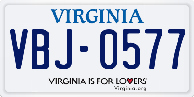 VA license plate VBJ0577