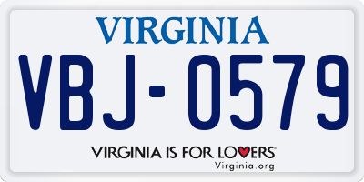 VA license plate VBJ0579