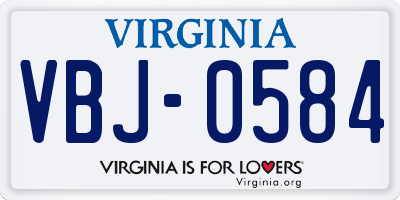 VA license plate VBJ0584