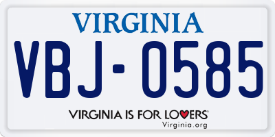 VA license plate VBJ0585