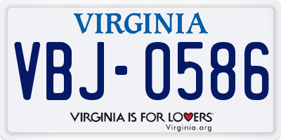 VA license plate VBJ0586