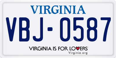 VA license plate VBJ0587