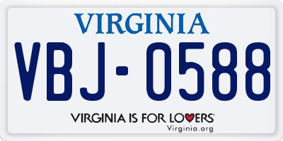 VA license plate VBJ0588