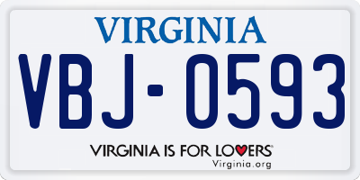 VA license plate VBJ0593