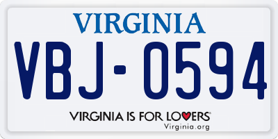 VA license plate VBJ0594