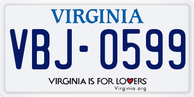 VA license plate VBJ0599
