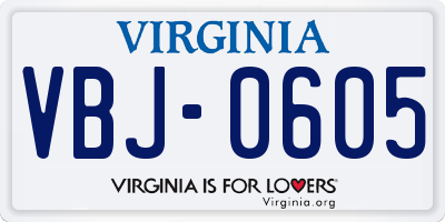 VA license plate VBJ0605
