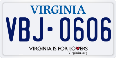 VA license plate VBJ0606
