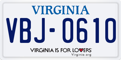 VA license plate VBJ0610