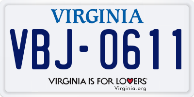 VA license plate VBJ0611