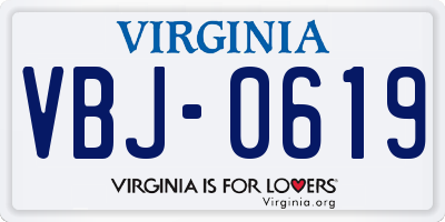 VA license plate VBJ0619