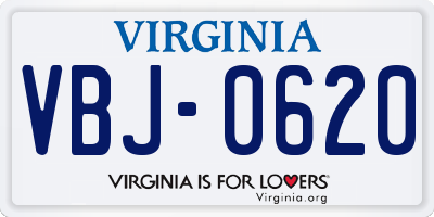 VA license plate VBJ0620
