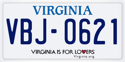 VA license plate VBJ0621