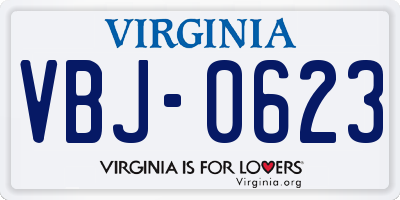 VA license plate VBJ0623