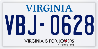 VA license plate VBJ0628