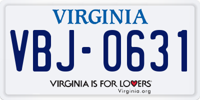 VA license plate VBJ0631