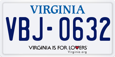 VA license plate VBJ0632