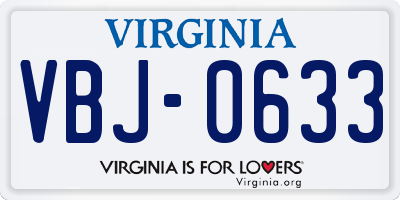 VA license plate VBJ0633