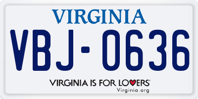 VA license plate VBJ0636