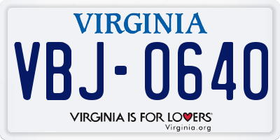 VA license plate VBJ0640