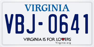 VA license plate VBJ0641