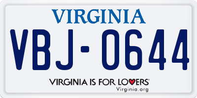 VA license plate VBJ0644