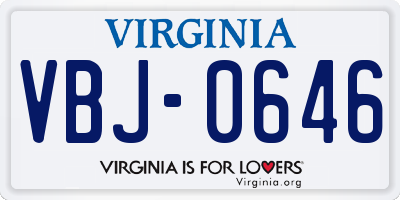 VA license plate VBJ0646