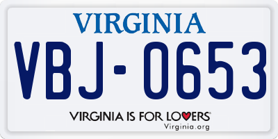 VA license plate VBJ0653