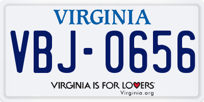 VA license plate VBJ0656