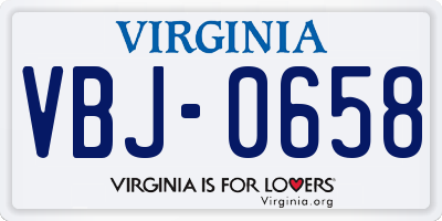 VA license plate VBJ0658