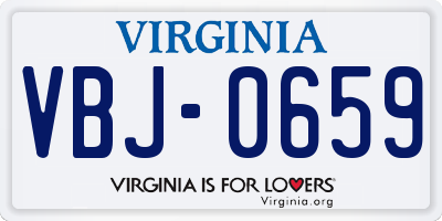 VA license plate VBJ0659